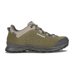 Lowa Wander-Travelschuhe Explorer Low GTX (Veloursleder, Wasserdicht) Olivegrün/grau Herren