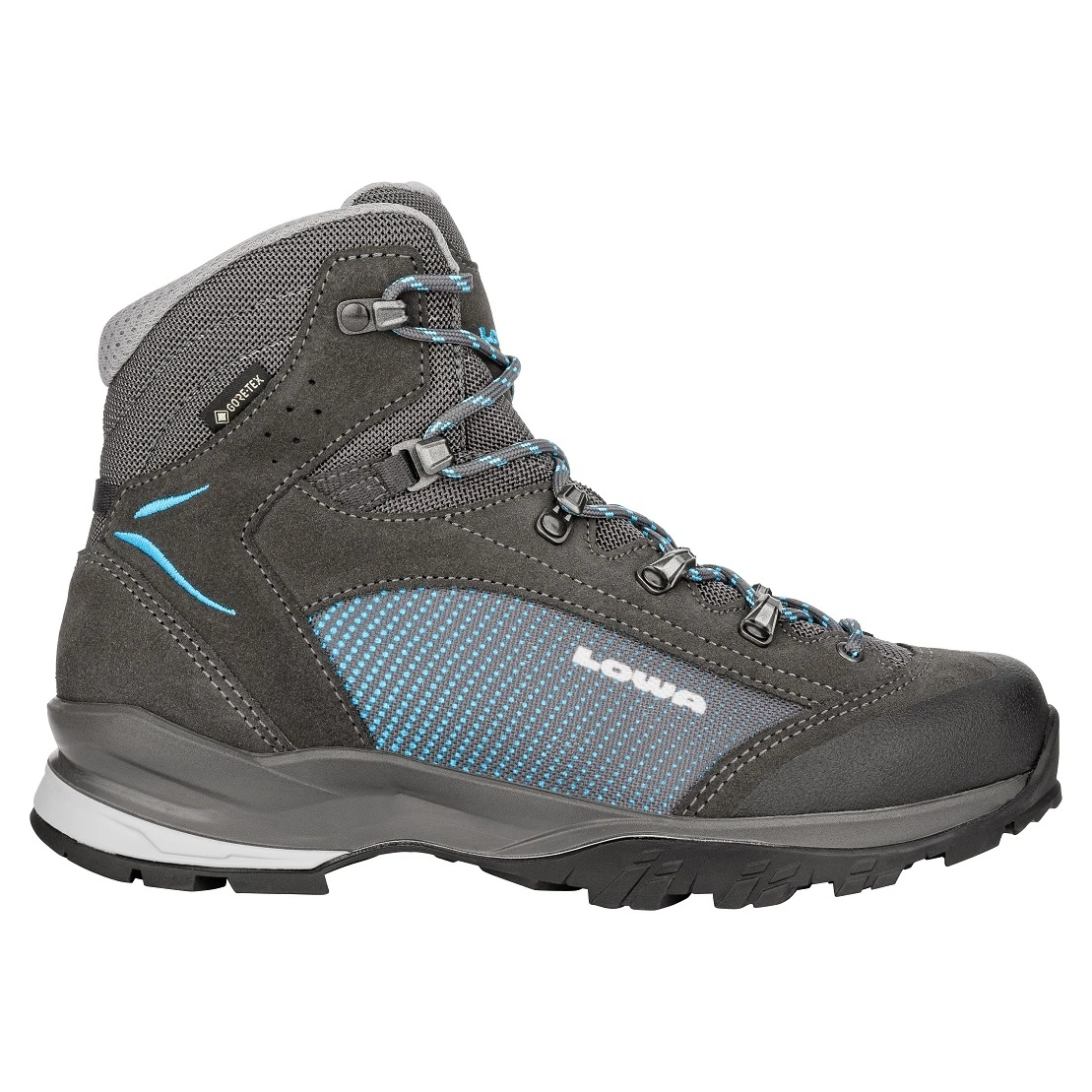 Lowa Wanderschuhe Tuvana GTX (Trekking, Spaltleder, Wasserdicht) Schieferbraun/türkis Damen 1 Lowa Wanderschuhe Tuvana GTX (Trekking, Spaltleder, Wasserdicht) Schieferbraun/türkis Damen