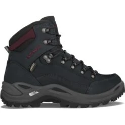 Lowa Wanderschuhe Renegade Mid GTX (All-Terrain, Nubukleder, Wasserdicht) Schwarz/bordeaux Damen